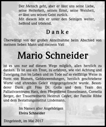 Traueranzeige von Mario Schneider  von Magdeburger Volksstimme