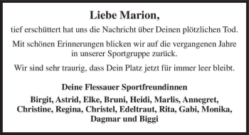 Traueranzeige von Marion Heinrich  von Magdeburger Volksstimme