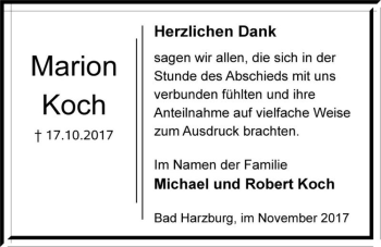 Traueranzeige von Marion Koch  von Magdeburger Volksstimme