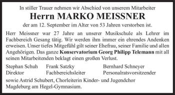 Traueranzeige von Marko Meissner  von Magdeburger Volksstimme