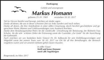 Traueranzeige von Markus Homann  von Magdeburger Volksstimme