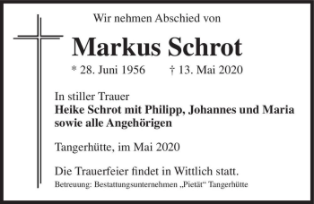 Traueranzeige von Markus Schrot  von Magdeburger Volksstimme