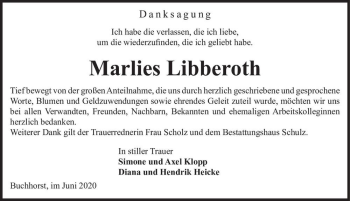 Traueranzeige von Marlies Libberoth  von Magdeburger Volksstimme