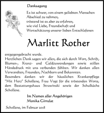 Traueranzeige von Marlitt Rother  von Magdeburger Volksstimme