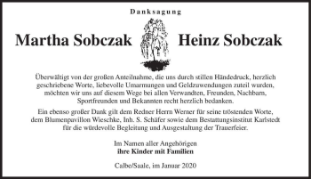 Traueranzeige von Martha Sobczak  von Magdeburger Volksstimme