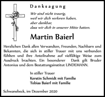 Traueranzeige von Martin Baierl  von Magdeburger Volksstimme