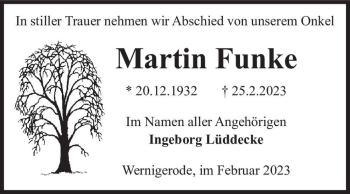 Traueranzeige von Martin Funke  von Magdeburger Volksstimme