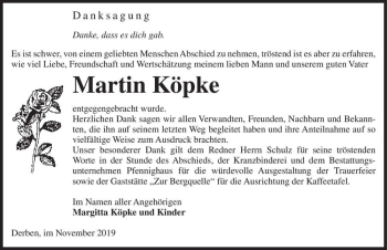 Traueranzeige von Martin Köpke  von Magdeburger Volksstimme