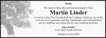 Traueranzeige von Martin Linder  von Magdeburger Volksstimme