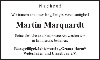 Traueranzeige von Martin Marquardt  von Magdeburger Volksstimme