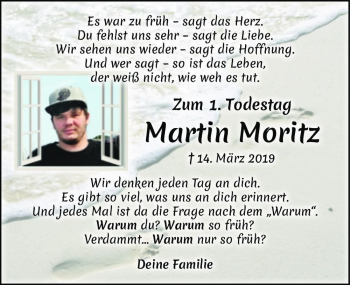 Traueranzeige von Martin Moritz  von Magdeburger Volksstimme