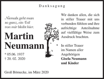 Traueranzeige von Martin Naumann  von Magdeburger Volksstimme