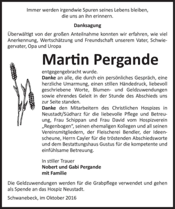 Traueranzeige von Martin Pergande  von Magdeburger Volksstimme