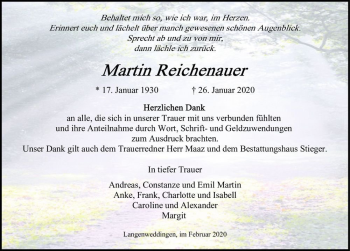 Traueranzeige von Martin Reichenauer  von Magdeburger Volksstimme
