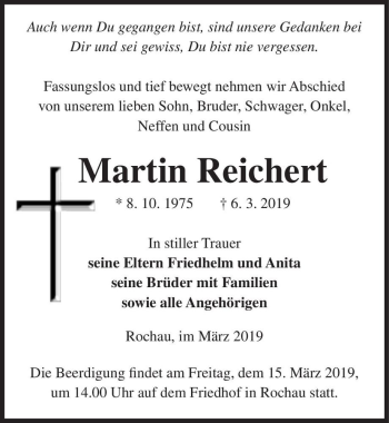 Traueranzeige von Martin Reichert  von Magdeburger Volksstimme