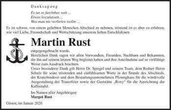 Traueranzeige von Martin Rust  von Magdeburger Volksstimme