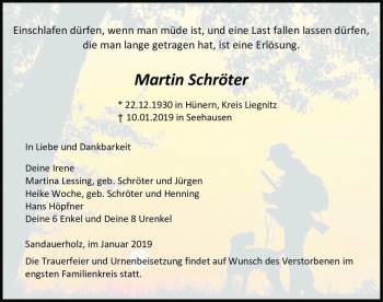 Traueranzeige von Martin Schröter  von Magdeburger Volksstimme