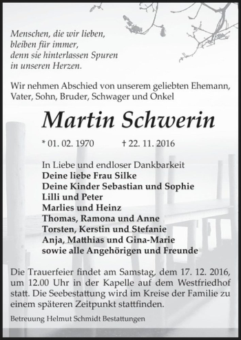 Traueranzeige von Martin Schwerin  von Magdeburger Volksstimme