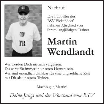 Traueranzeige von Martin Wendlandt  von Magdeburger Volksstimme