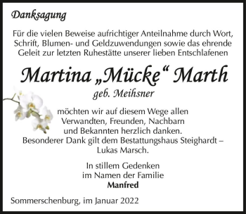 Traueranzeige von Martina 