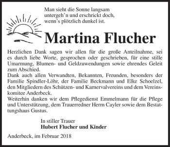 Traueranzeige von Martina Flucher  von Magdeburger Volksstimme