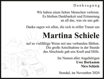 Traueranzeige von Martina Schiele  von Magdeburger Volksstimme