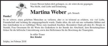 Traueranzeige von Martina Weber (geb. Strauch)  von Magdeburger Volksstimme