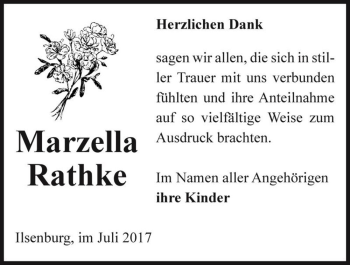 Traueranzeige von Marzella Rathke  von Magdeburger Volksstimme