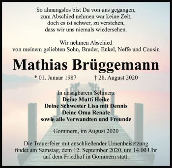 Traueranzeige von Mathias Brüggemann  von Magdeburger Volksstimme