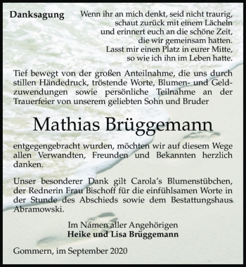 Traueranzeige von Mathias Brüggemann  von Magdeburger Volksstimme