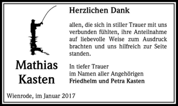 Traueranzeige von Mathias Kasten  von Magdeburger Volksstimme