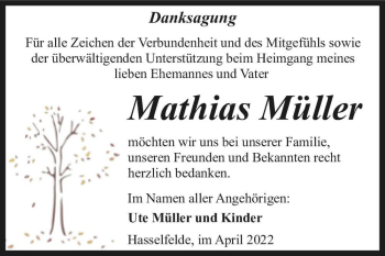 Traueranzeige von Mathias Müller  von Magdeburger Volksstimme