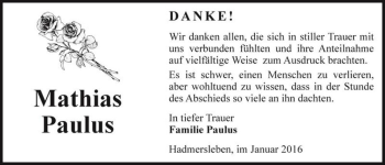 Traueranzeige von Mathias Paulus  von Magdeburger Volksstimme