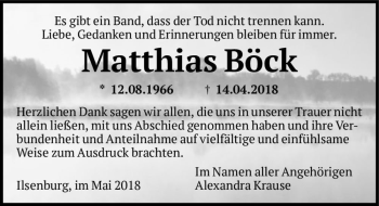 Traueranzeige von Matthias Böck  von Magdeburger Volksstimme