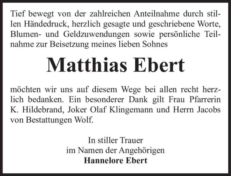  Traueranzeige für Matthias Ebert  vom 22.12.2021 aus Magdeburger Volksstimme