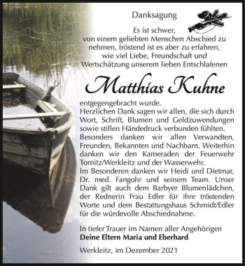Traueranzeige von Matthias Kuhne  von Magdeburger Volksstimme