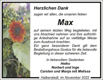 Traueranzeige von Max  von Magdeburger Volksstimme