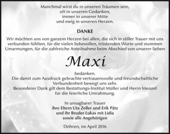 Traueranzeige von Maxi  von Magdeburger Volksstimme