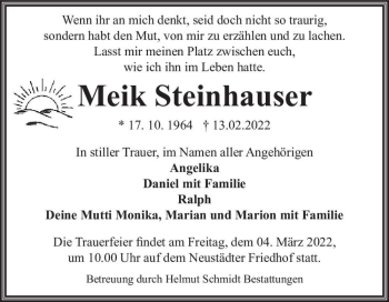 Traueranzeige von Meik Steinhauser  von Magdeburger Volksstimme