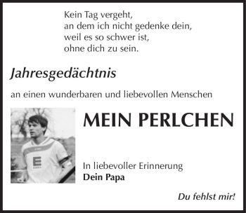 Traueranzeige von Mein Perlchen  von Magdeburger Volksstimme
