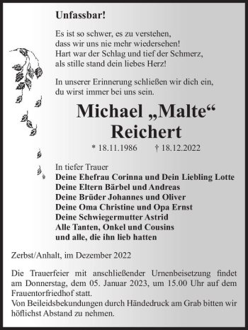 Traueranzeige von Michael 