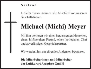 Traueranzeige von Michael 