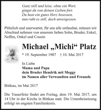 Traueranzeige von Michael 