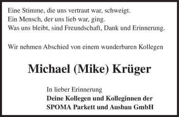 Traueranzeige von Michael (Mike) Krüger  von Magdeburger Volksstimme