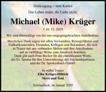 Traueranzeige von Michael (Mike) Krüger  von Magdeburger Volksstimme