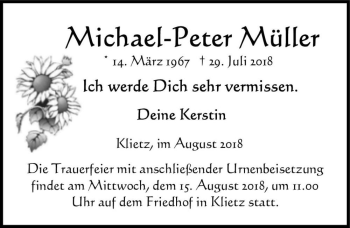 Traueranzeige von Michael-Peter Müller  von Magdeburger Volksstimme
