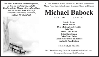 Traueranzeige von Michael Babock  von Magdeburger Volksstimme
