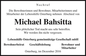Traueranzeige von Michael Bahsitta  von Magdeburger Volksstimme