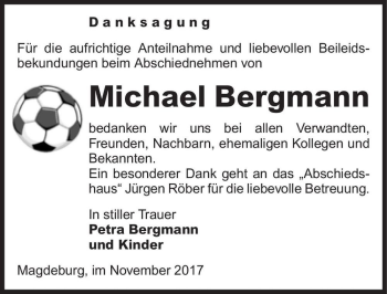 Traueranzeige von Michael Bergmann  von Magdeburger Volksstimme
