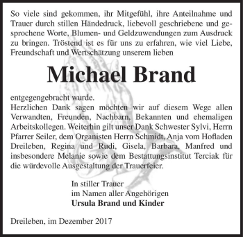 Traueranzeige von Michael Brand  von Magdeburger Volksstimme